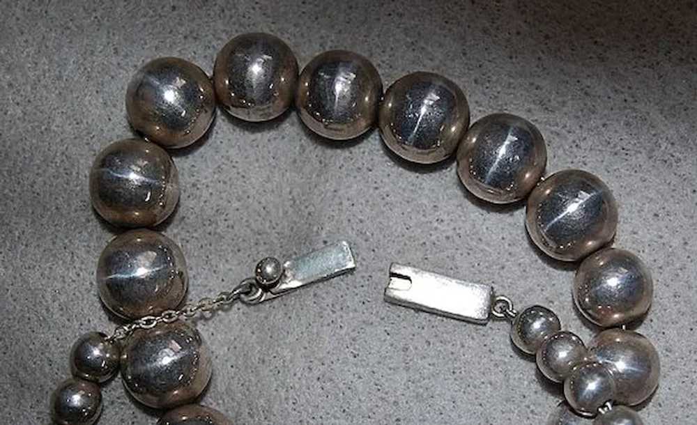 Vintage MEXICAN STERLING Bead Necklace  (28" long) - image 3