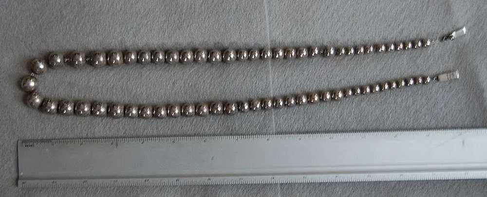 Vintage MEXICAN STERLING Bead Necklace  (28" long) - image 6