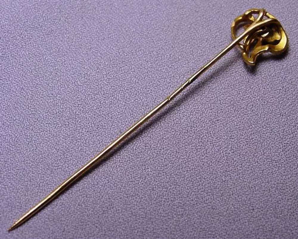 Art Nouveau Diamond 18K Gold Stickpin - image 3