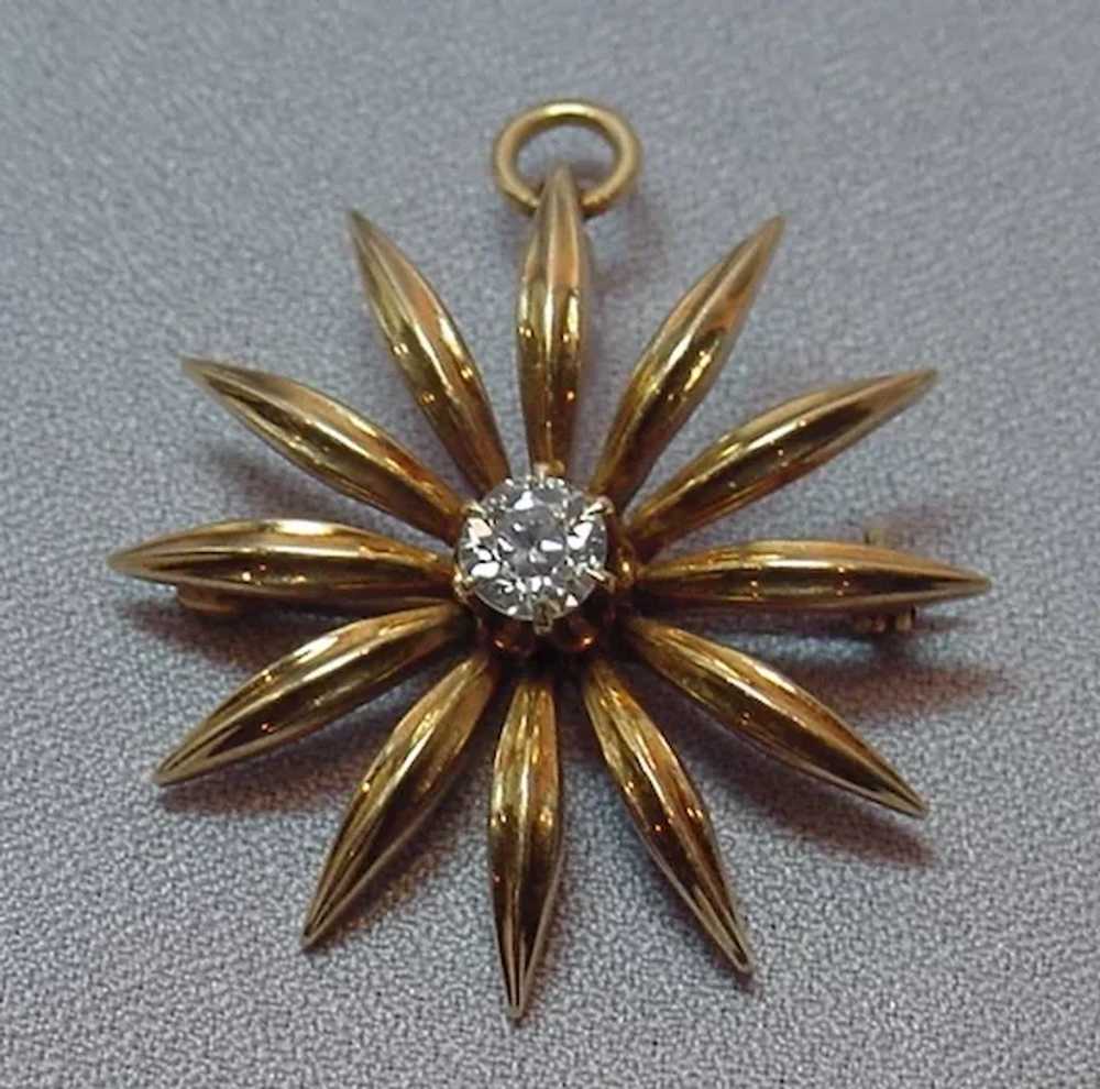 Vintage 14k .40C Old European Cut Diamond Pendant - image 2