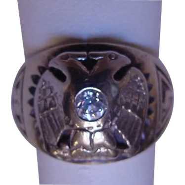 Antique Masonic Diamond Ring 14k Gold - image 1