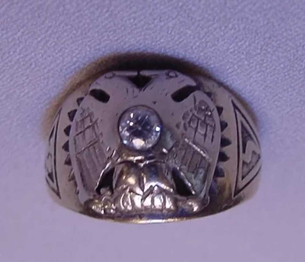 Antique Masonic Diamond Ring 14k Gold - image 2