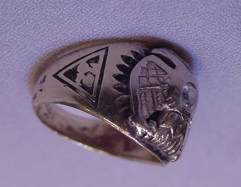 Antique Masonic Diamond Ring 14k Gold - image 4