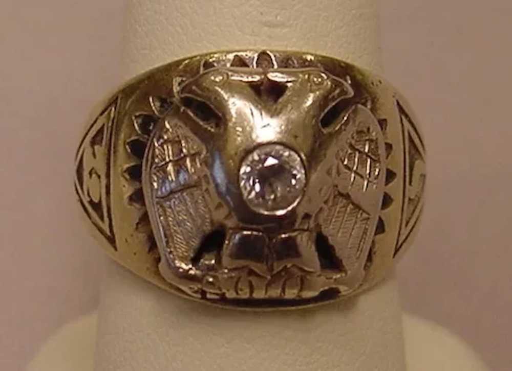 Antique Masonic Diamond Ring 14k Gold - image 5