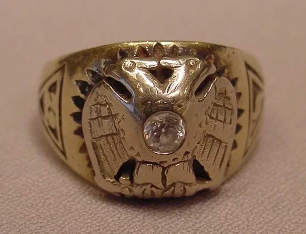 Antique Masonic Diamond Ring 14k Gold - image 6