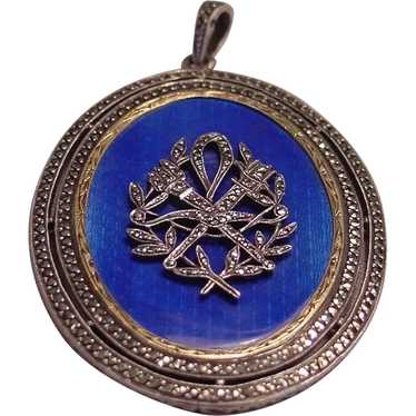 Superb Antique Silver Enamel French Pendant