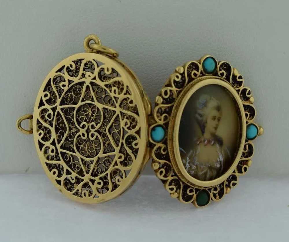 Beautiful Antique 14K Gold Turquoise Miniature Po… - image 5