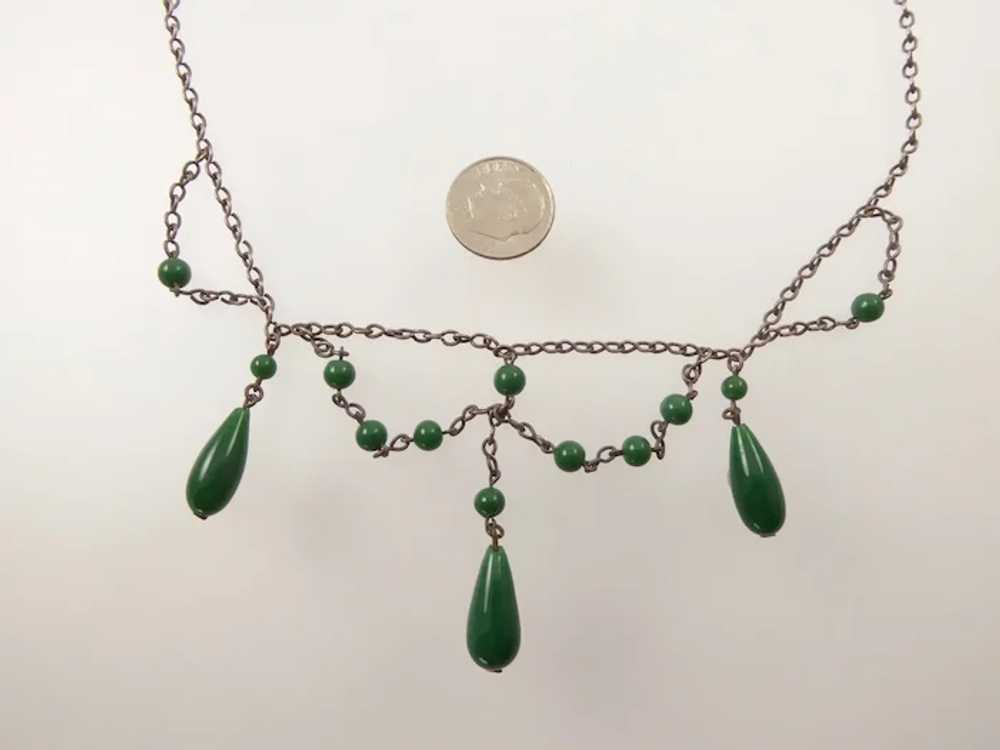 Edwardian Festoon with Green Glass Drops - image 3