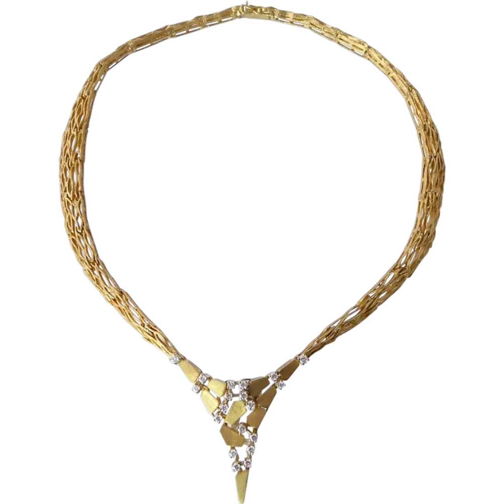 Modernist 18 Karat Gold and Diamond Necklace by S… - image 1