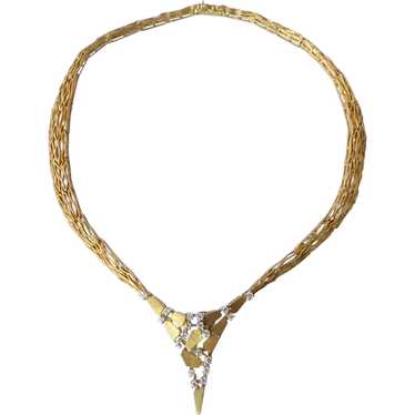 Modernist 18 Karat Gold and Diamond Necklace by St