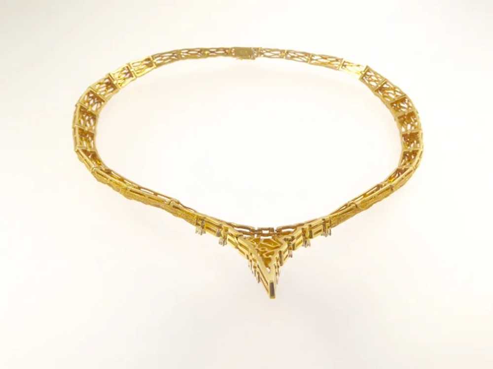 Modernist 18 Karat Gold and Diamond Necklace by S… - image 2