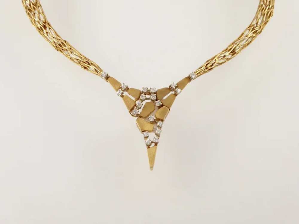 Modernist 18 Karat Gold and Diamond Necklace by S… - image 4