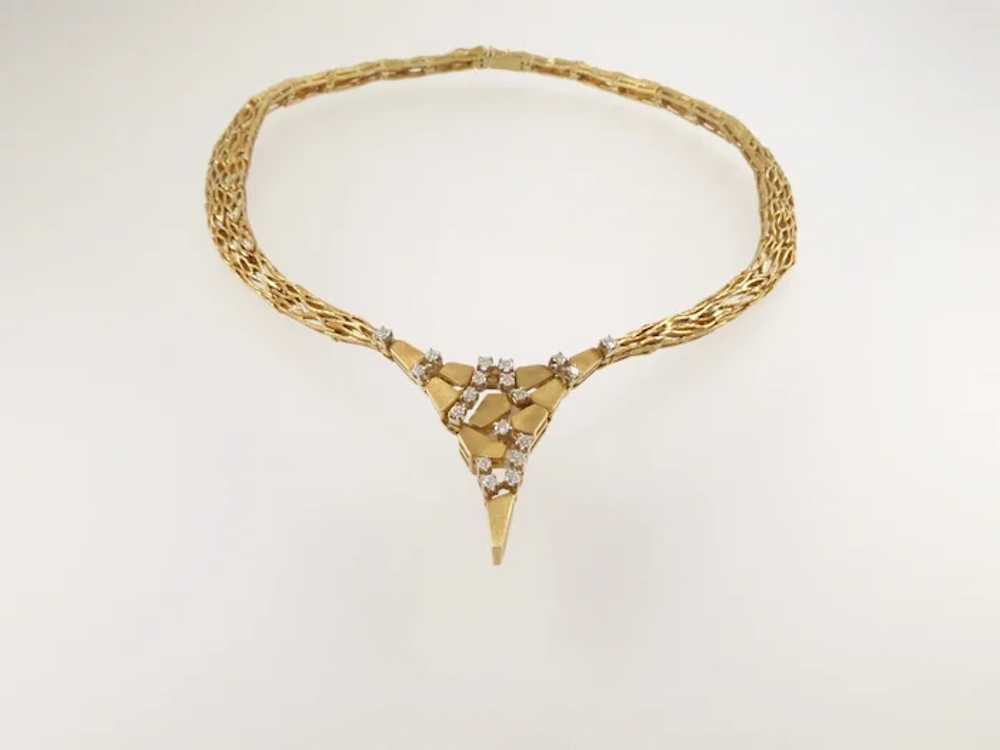 Modernist 18 Karat Gold and Diamond Necklace by S… - image 6