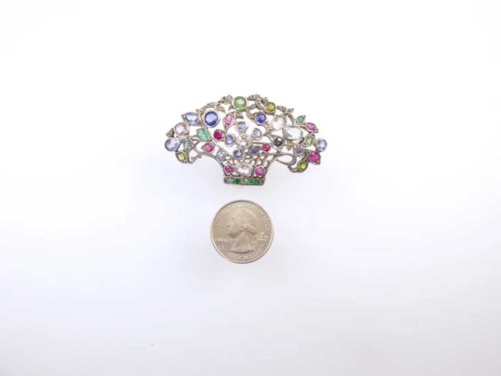 Large Giardinetti Brooch with Multicolored Gemsto… - image 2
