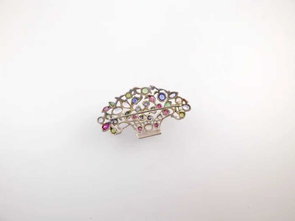 Large Giardinetti Brooch with Multicolored Gemsto… - image 3