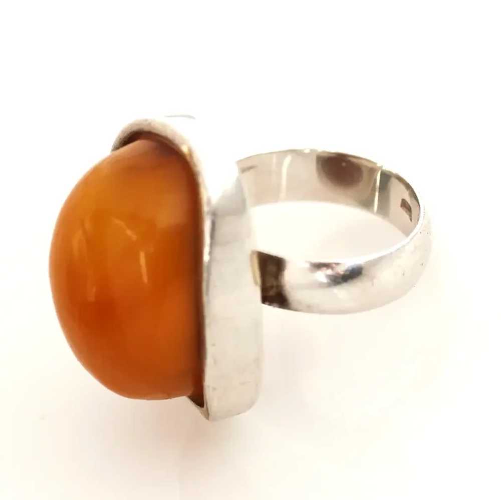 Sterling Baltic Amber Ring, High Cabochon - image 2