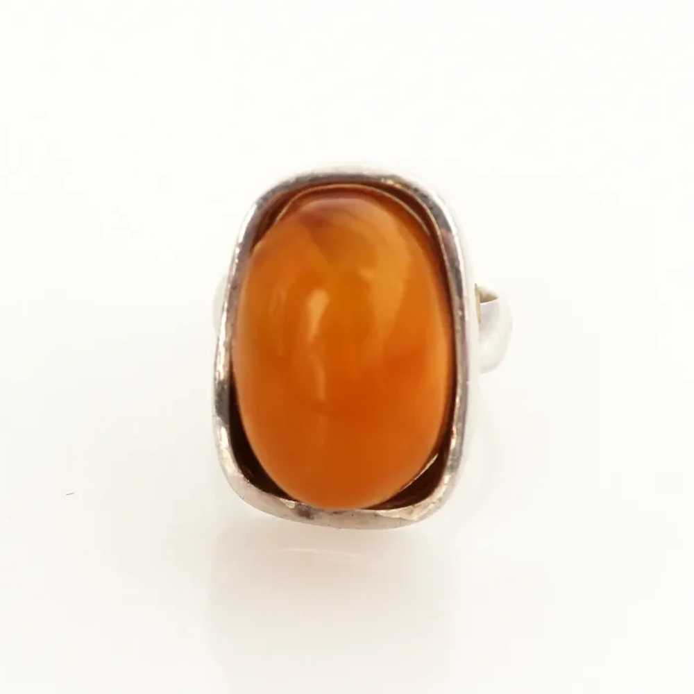 Sterling Baltic Amber Ring, High Cabochon - image 3