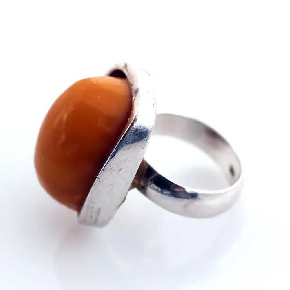Sterling Baltic Amber Ring, High Cabochon - image 4