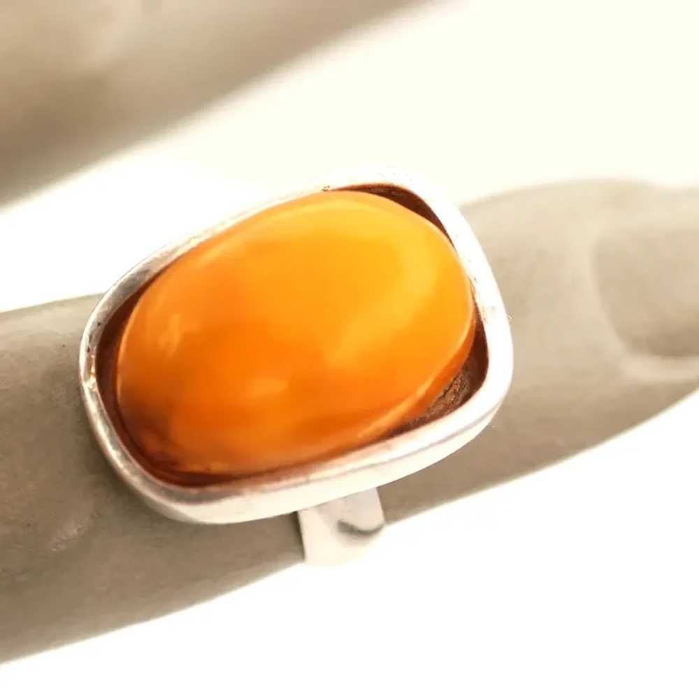 Sterling Baltic Amber Ring, High Cabochon - image 5