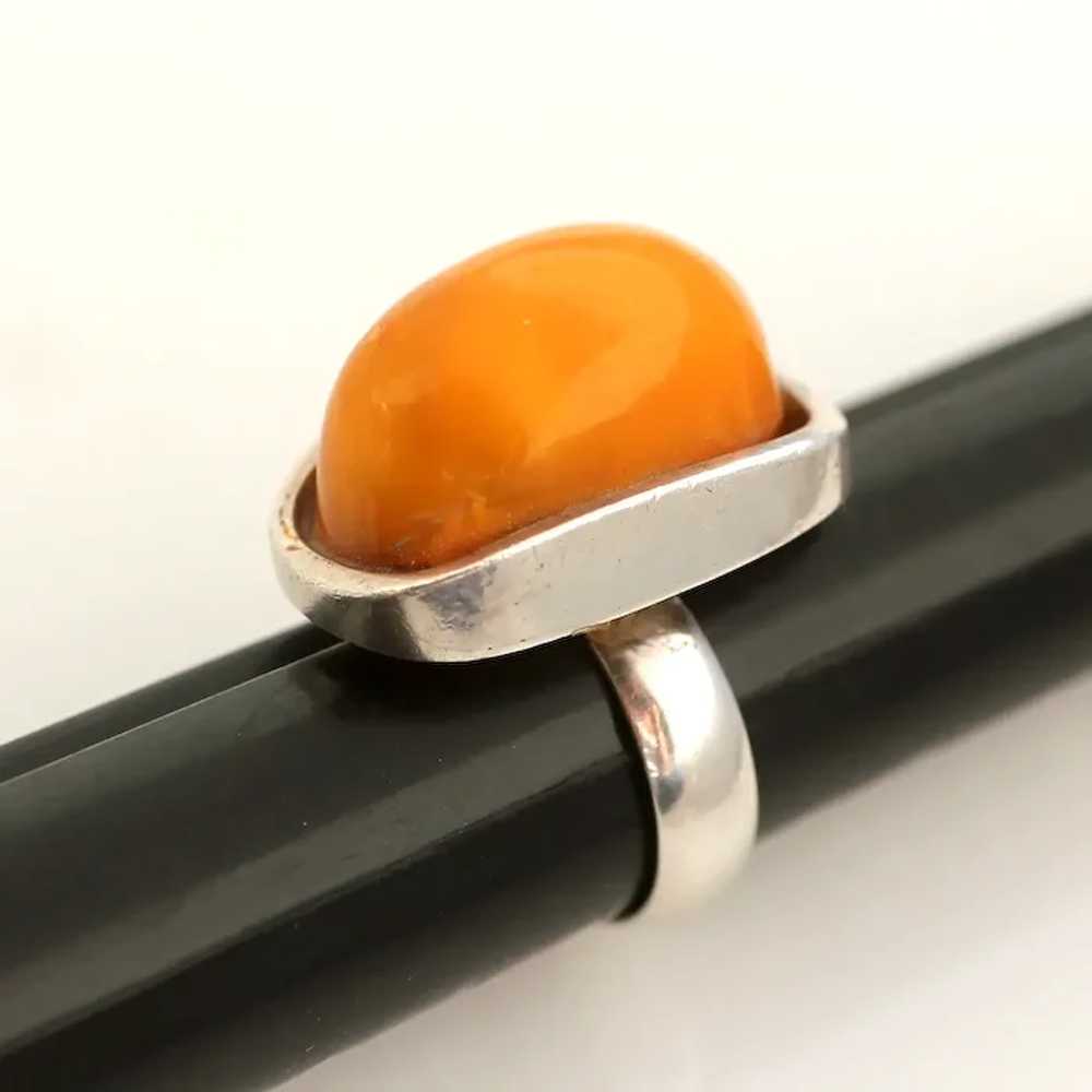Sterling Baltic Amber Ring, High Cabochon - image 6