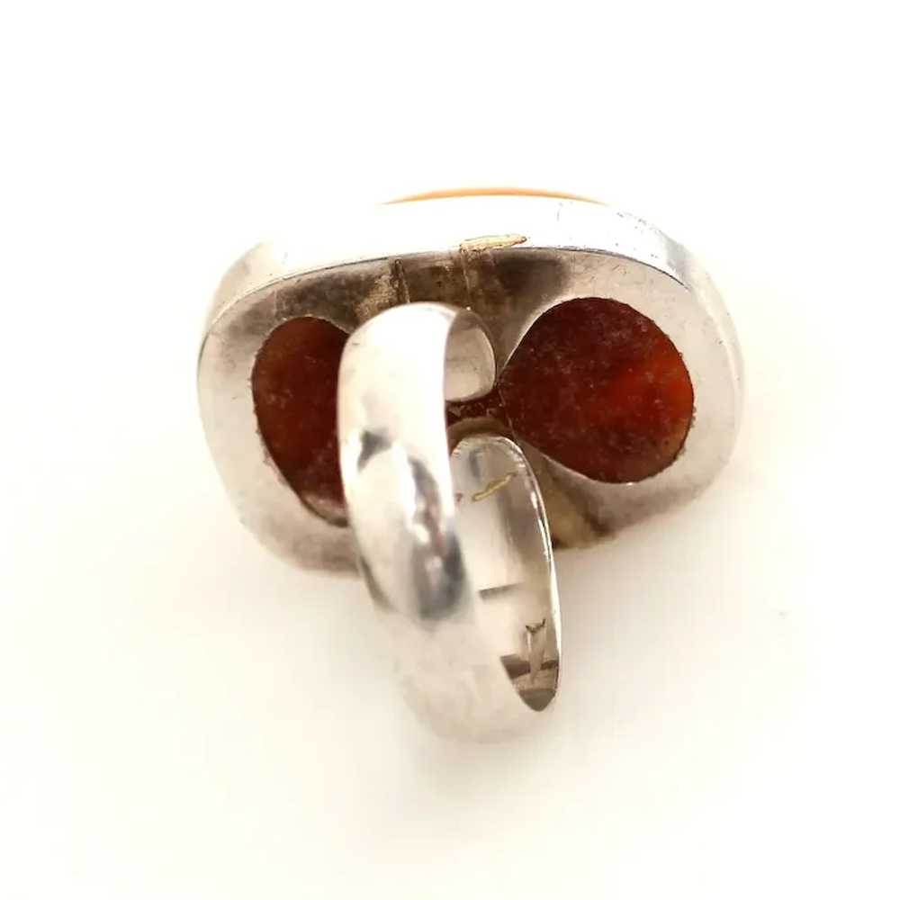 Sterling Baltic Amber Ring, High Cabochon - image 7