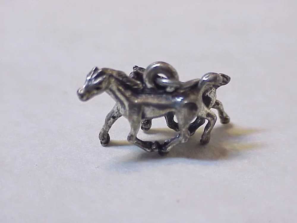 Equestrian Horse Mare & Foal Vintage Charm Sterli… - image 2
