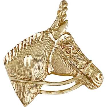 Horse Head Equestrian Charm 14K Gold Three-Dimens… - image 1