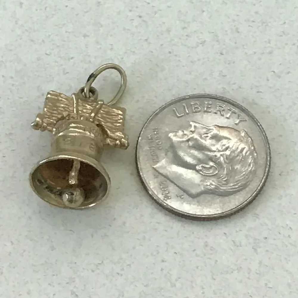 Liberty Bell Moving Vintage Charm 14K Gold Three-… - image 2