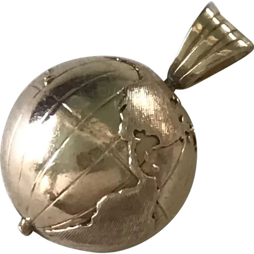 Globe Vintage Charm 14K Gold Three Dimensional ci… - image 1