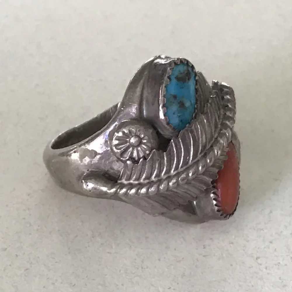Navajo Crafted Vintage Ring Sterling Silver, Turq… - image 2