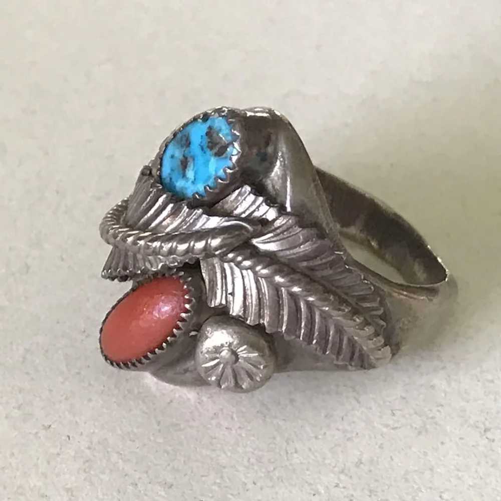 Navajo Crafted Vintage Ring Sterling Silver, Turq… - image 3