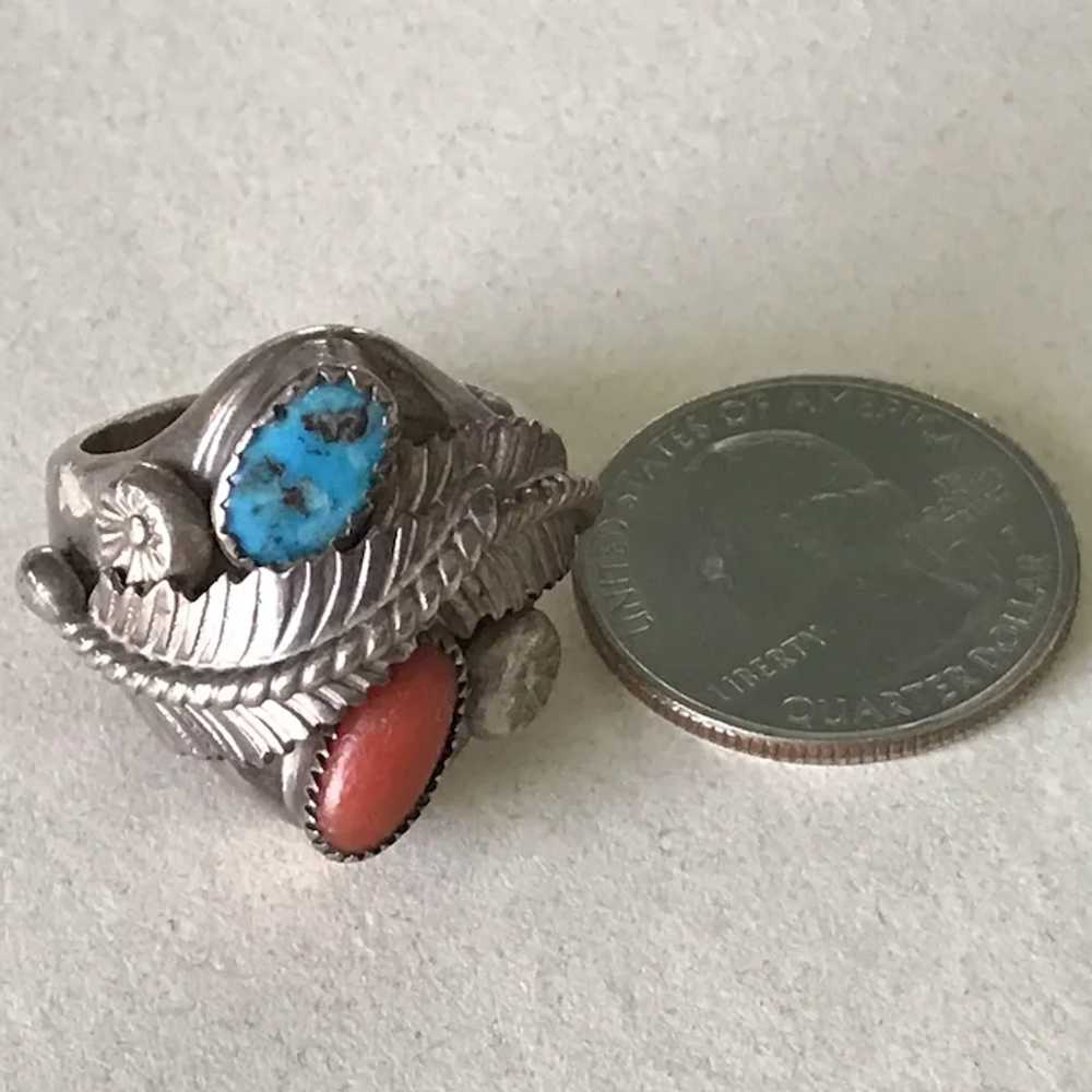Navajo Crafted Vintage Ring Sterling Silver, Turq… - image 6