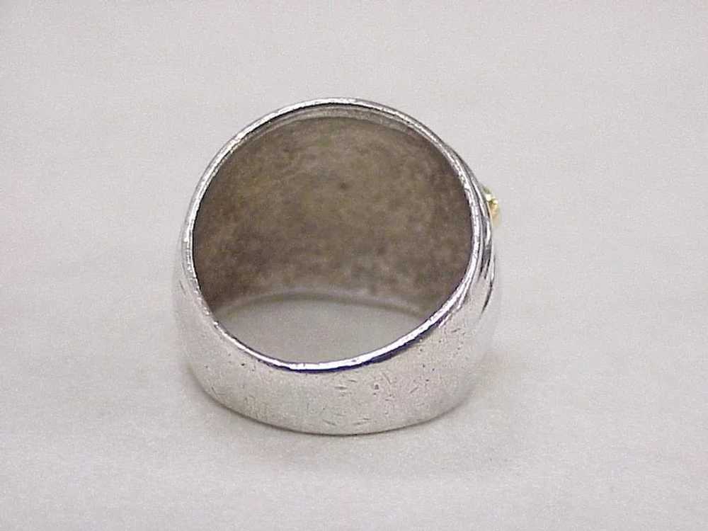 Cultured Pearl & Sapphire Wide Band Fashion Ring … - image 6