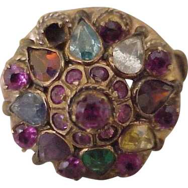 Colorful Gemstone Vintage Dome Ring 14K Gold circ… - image 1
