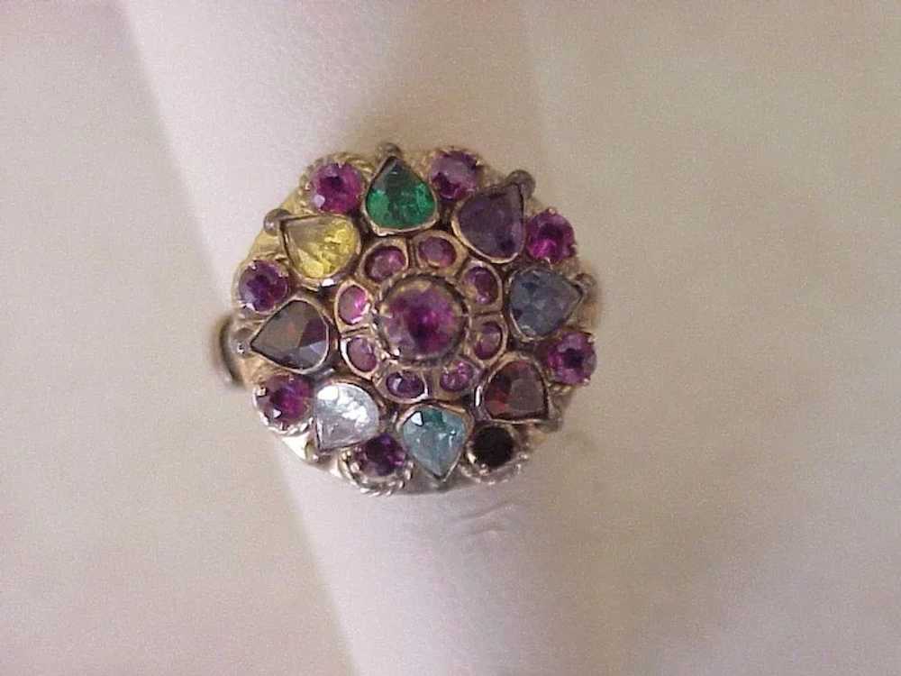 Colorful Gemstone Vintage Dome Ring 14K Gold circ… - image 5