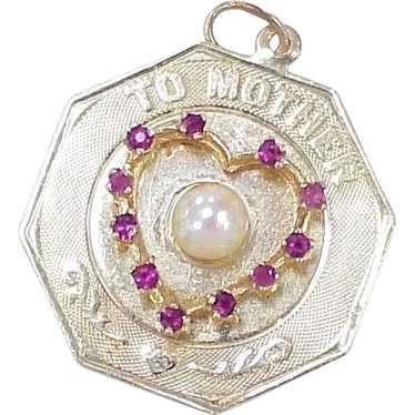 Big Vintage 14K Gold Jeweled Charm circa 1960's ~… - image 1