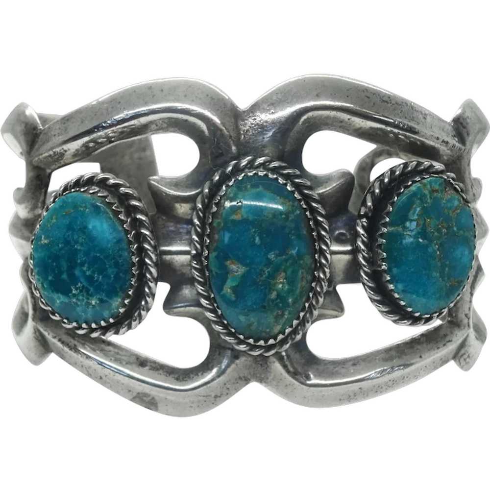 Old Pawn Southwest Turquoise Sterling Cuff Bracel… - image 1