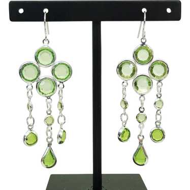 Peridot Clover Design Dangle Sterling Silver Hook… - image 1