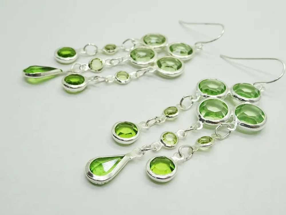 Peridot Clover Design Dangle Sterling Silver Hook… - image 2