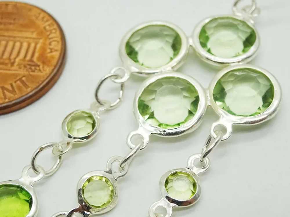 Peridot Clover Design Dangle Sterling Silver Hook… - image 3