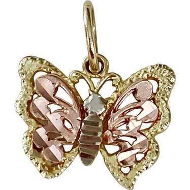 Butterfly Vintage Charm 14K Tri-Color Gold
