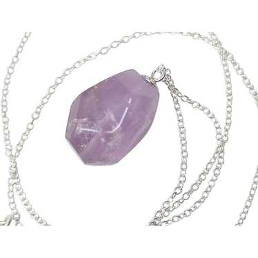 Natural Amethyst Solitaire Rough Faceted Pendant /
