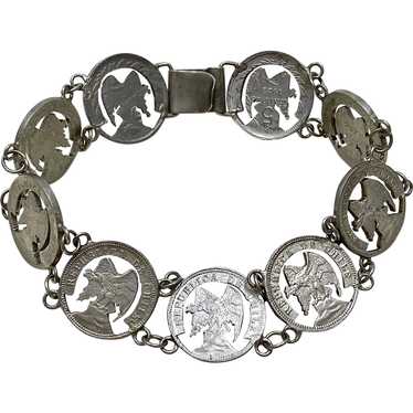 Vintage Chilean Coin Bracelet Arts & Crafts 800 S… - image 1