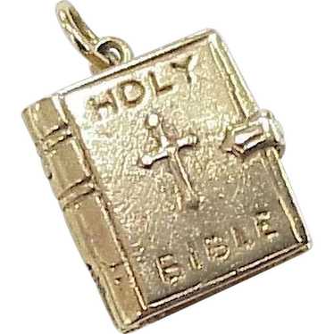 Vintage Bible Charm 9K English Gold Opens, The Lor