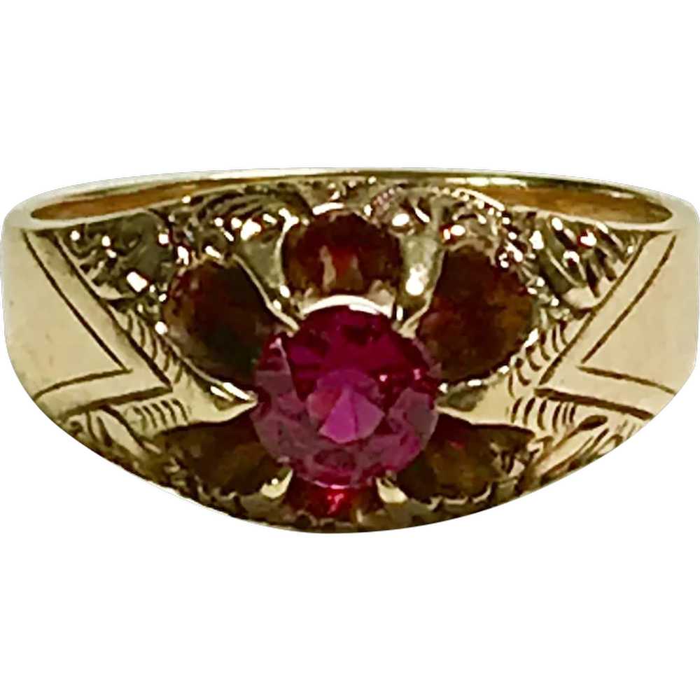 Victorian Era Ruby Solitaire Ring 10K Rose Gold .… - image 1