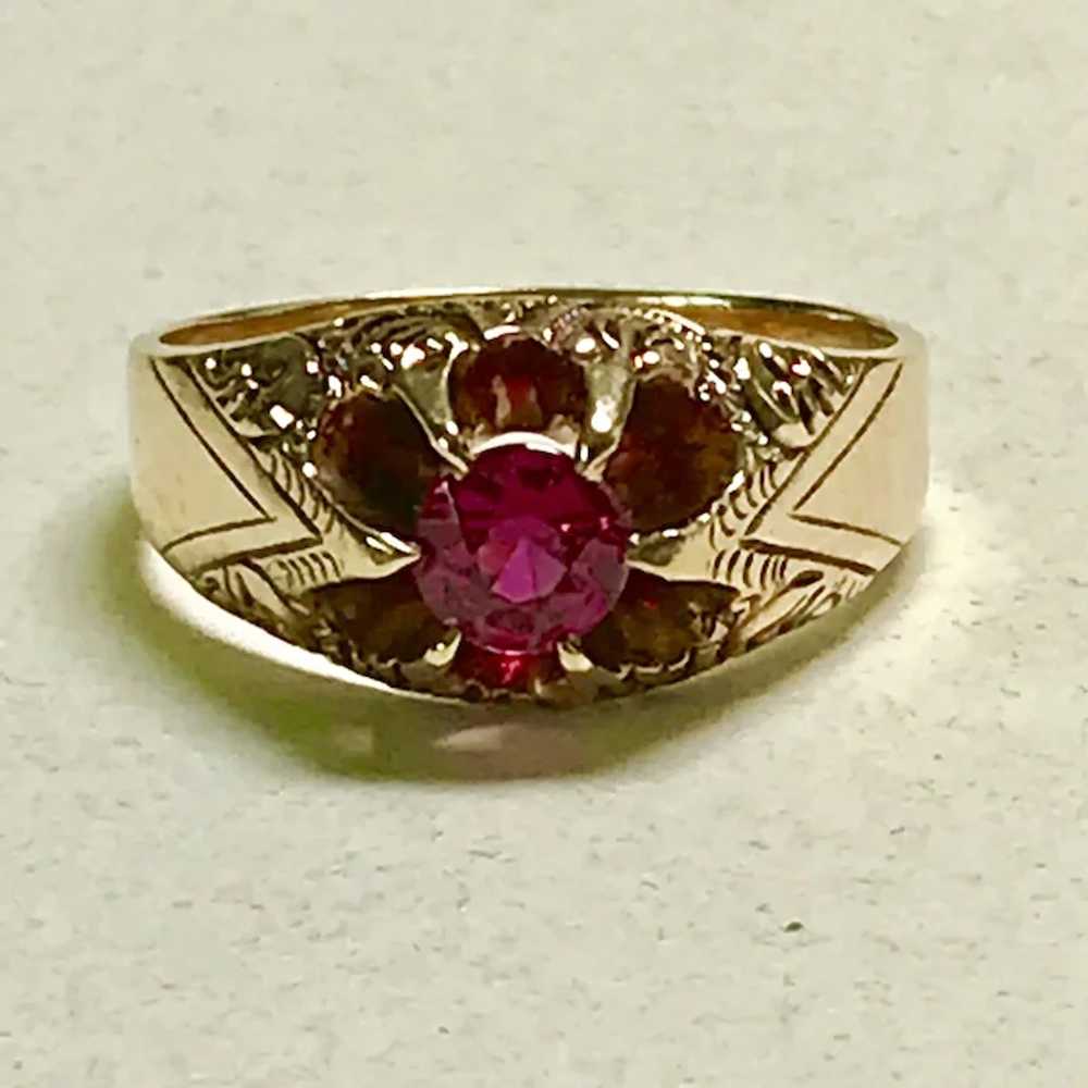 Victorian Era Ruby Solitaire Ring 10K Rose Gold .… - image 2