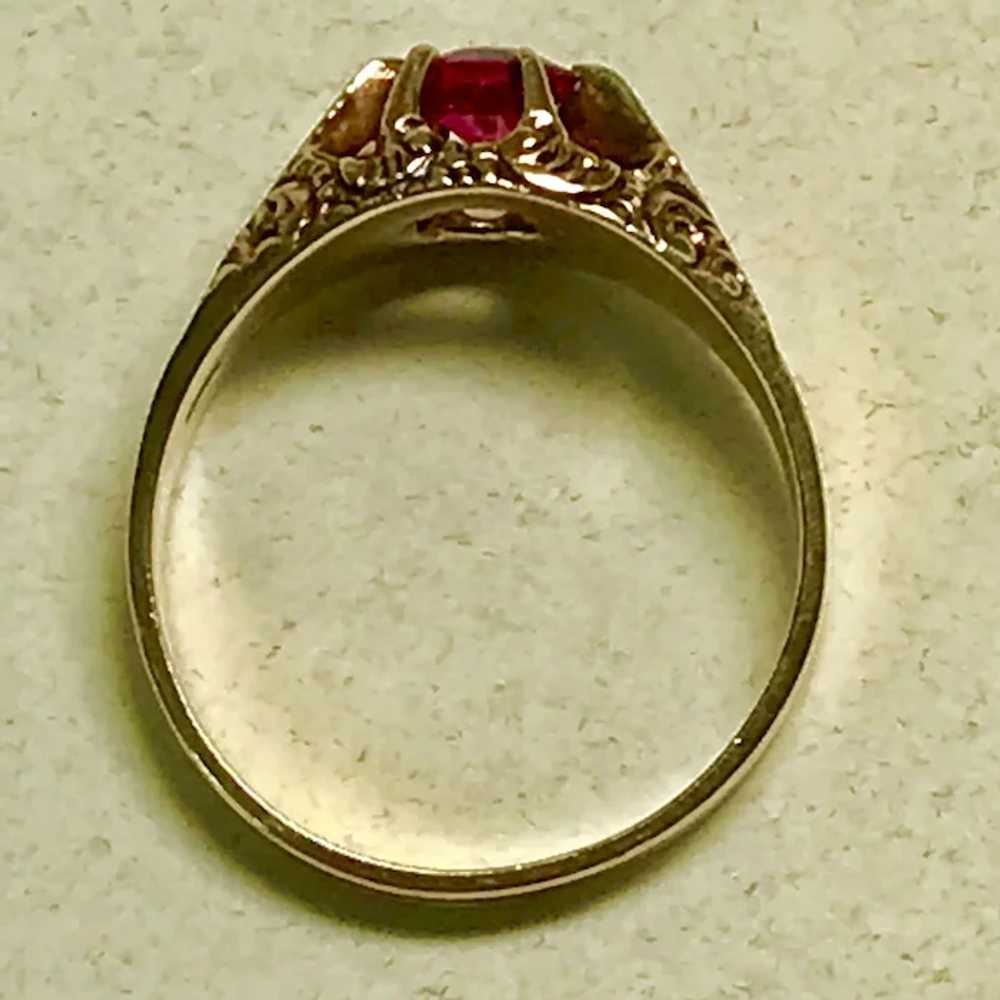 Victorian Era Ruby Solitaire Ring 10K Rose Gold .… - image 3