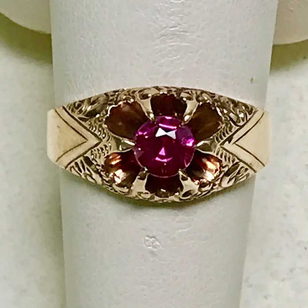 Victorian Era Ruby Solitaire Ring 10K Rose Gold .… - image 6