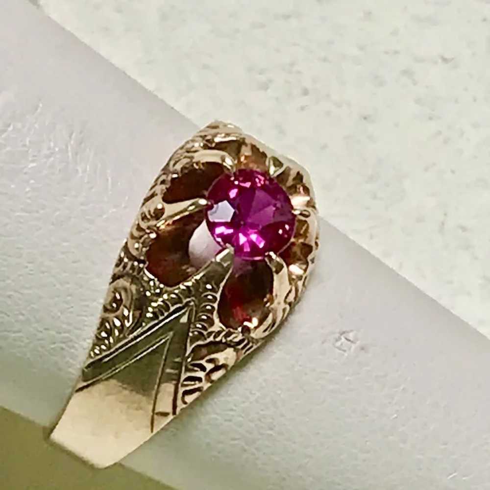 Victorian Era Ruby Solitaire Ring 10K Rose Gold .… - image 7
