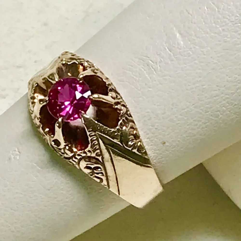Victorian Era Ruby Solitaire Ring 10K Rose Gold .… - image 8